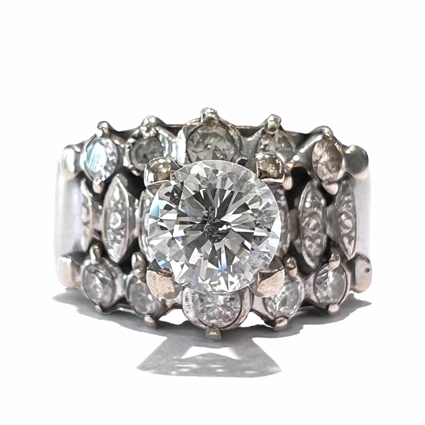 vintage 0.68ct i1 h diamond engagement ring in 14kt white gold, c.1940's Vintage 0.68ct I1 H Diamond Engagement Ring in 14kt White Gold, c.1940's